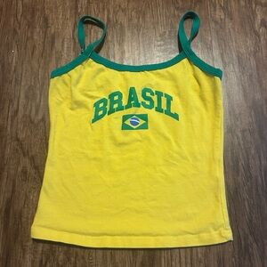 Yellow and Green Women's Brasil Tank Top
